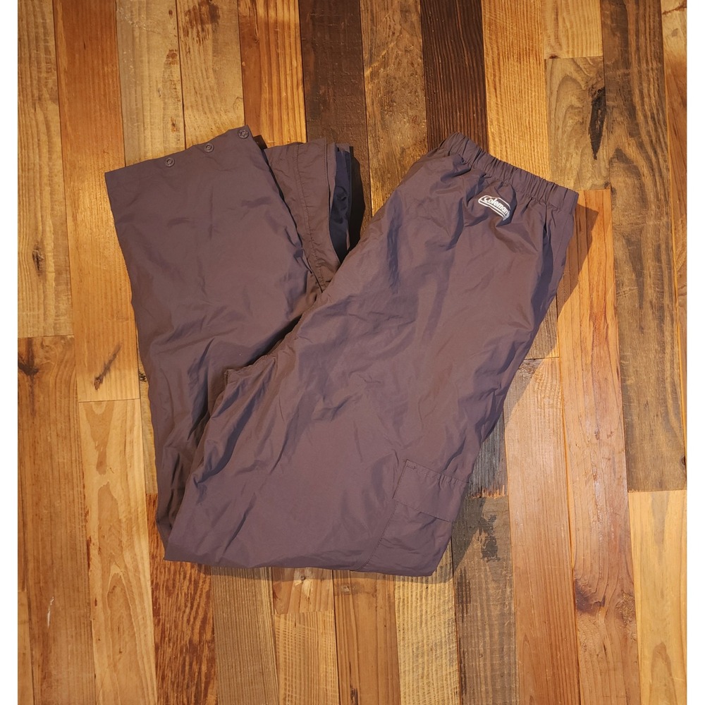 Coleman Outdoor Rain Pants Gray Mesh Lined Cargo Pocket Snap Cuffs Mens Small